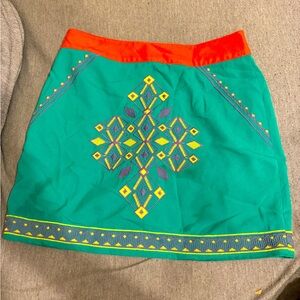 Flying Tomato Boho Mini Kirt - green /orange sz small